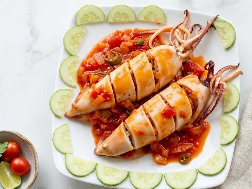 Cách làm món mực nhồi thịt nướng sa tế và xào chua ngọt