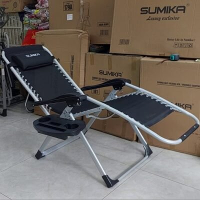 Ghế xếp thư giãn Sumika lưới đen khung xám MS 3490