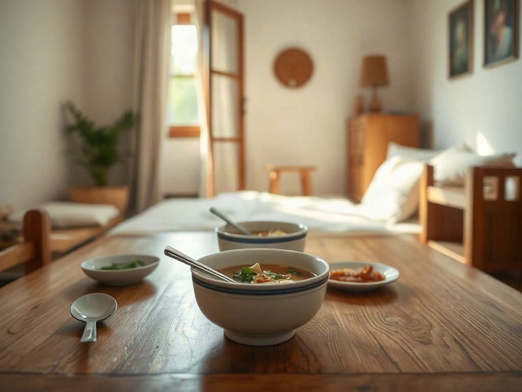 Bàn ăn Việt với món canh và xào hấp dẫn