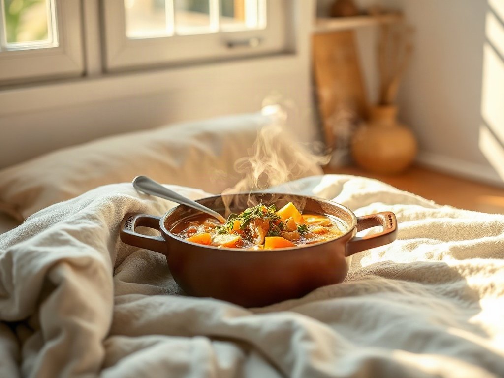 Bát canh rau củ nghi ngút khói