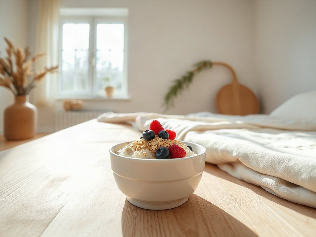 bát cháo yến mạch với trái cây tươi