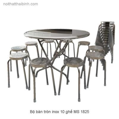 Bộ bàn ghế inox tròn MS 1825