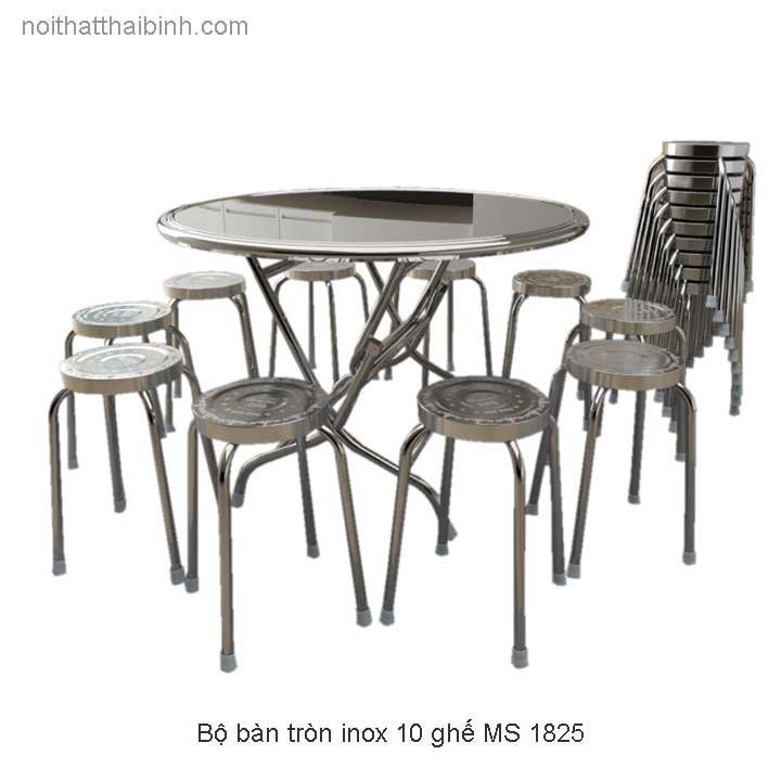 Bộ bàn ghế inox tròn MS 1825