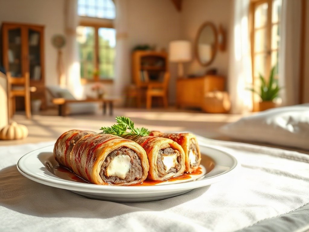 Bò cuộn phô mai ngon mắt