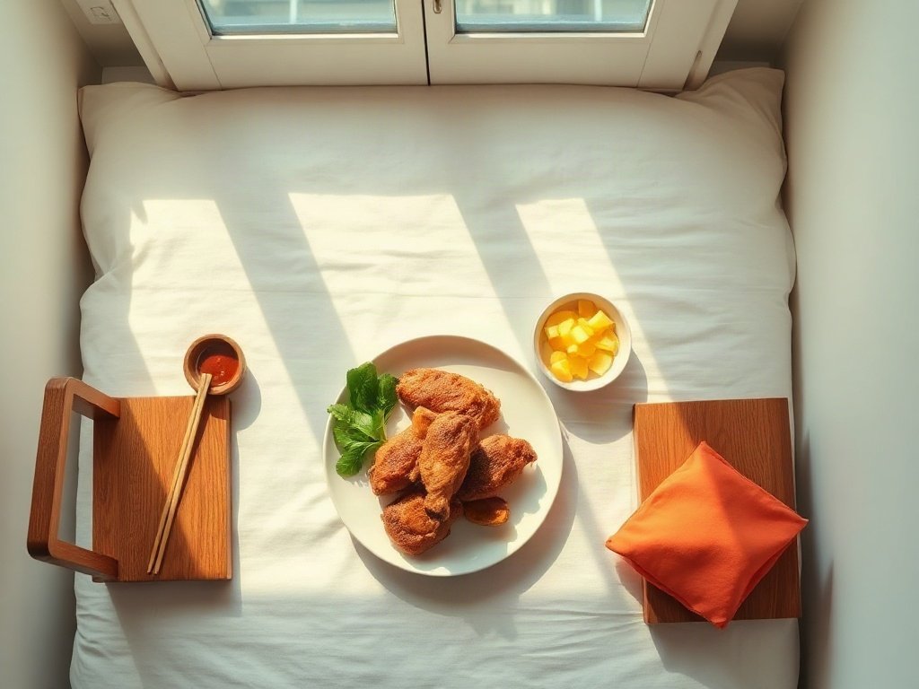Bữa ăn Việt Nam truyền thống với gà chiên nước mắm