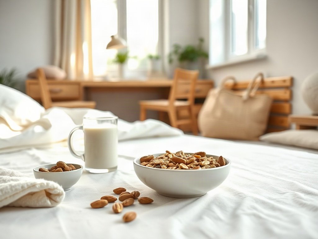 Bữa sáng lành mạnh với cháo yến mạch, hạt và sữa