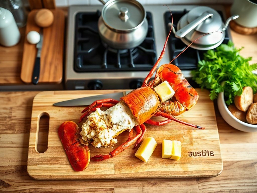 Bước 1: Chuẩn bị tôm hùm, cắt đôi và ướp gia vị - tôm hùm nướng thơm ngon