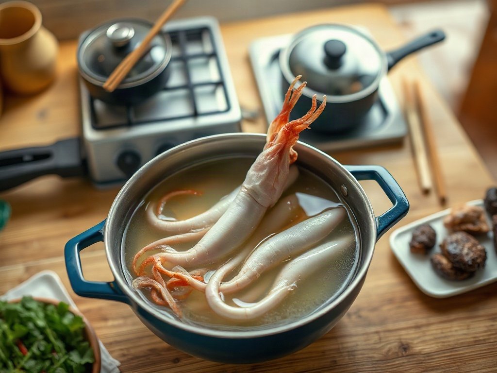 Bước 1: ngâm mực khô trong nước ấm - cách nướng mực ngon