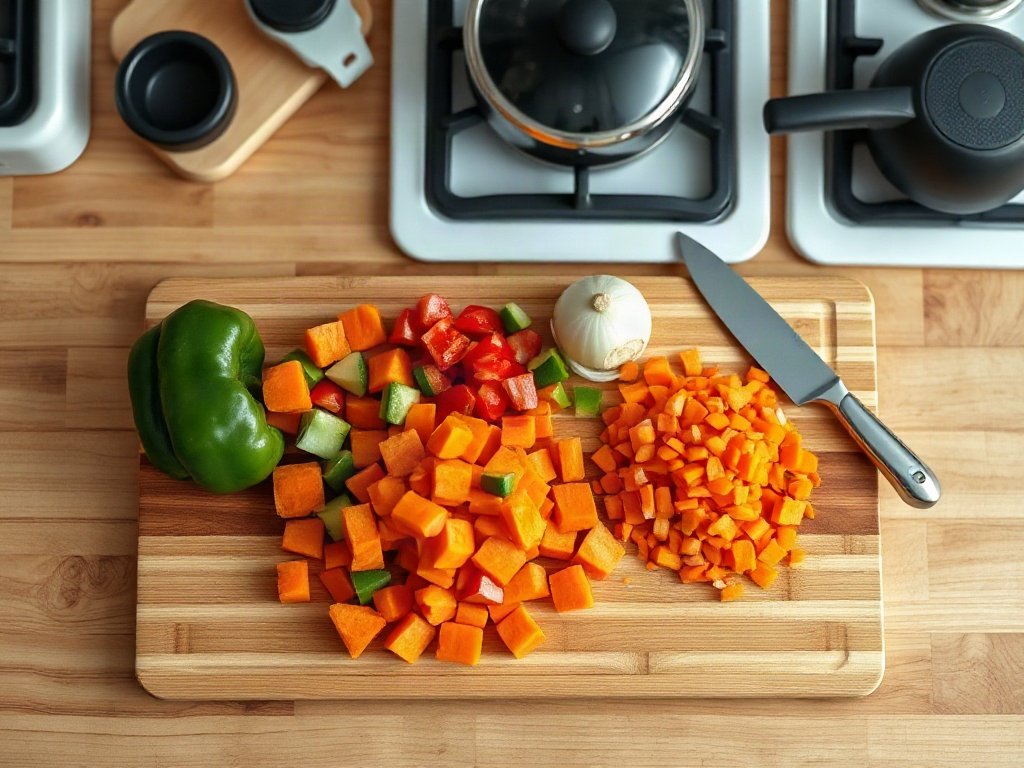 Bước 1: Sơ chế rau củ cho món trứng rán - món trứng rán rau củ