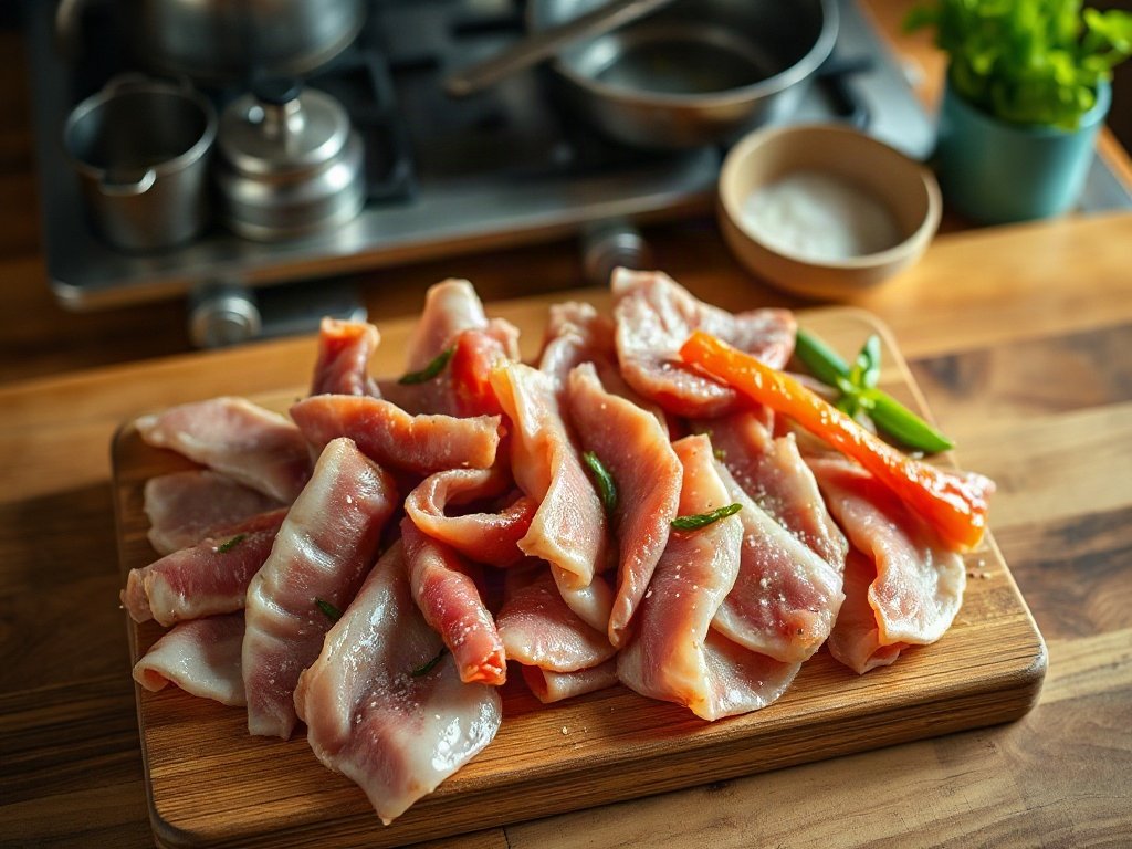 Bước 1: Ướp thịt heo với tiêu và muối - heo xào khế chua ngọt