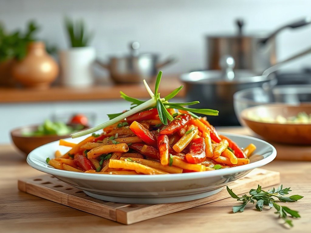 Bước 10: Hoàn thiện món heo xào, thơm ngon