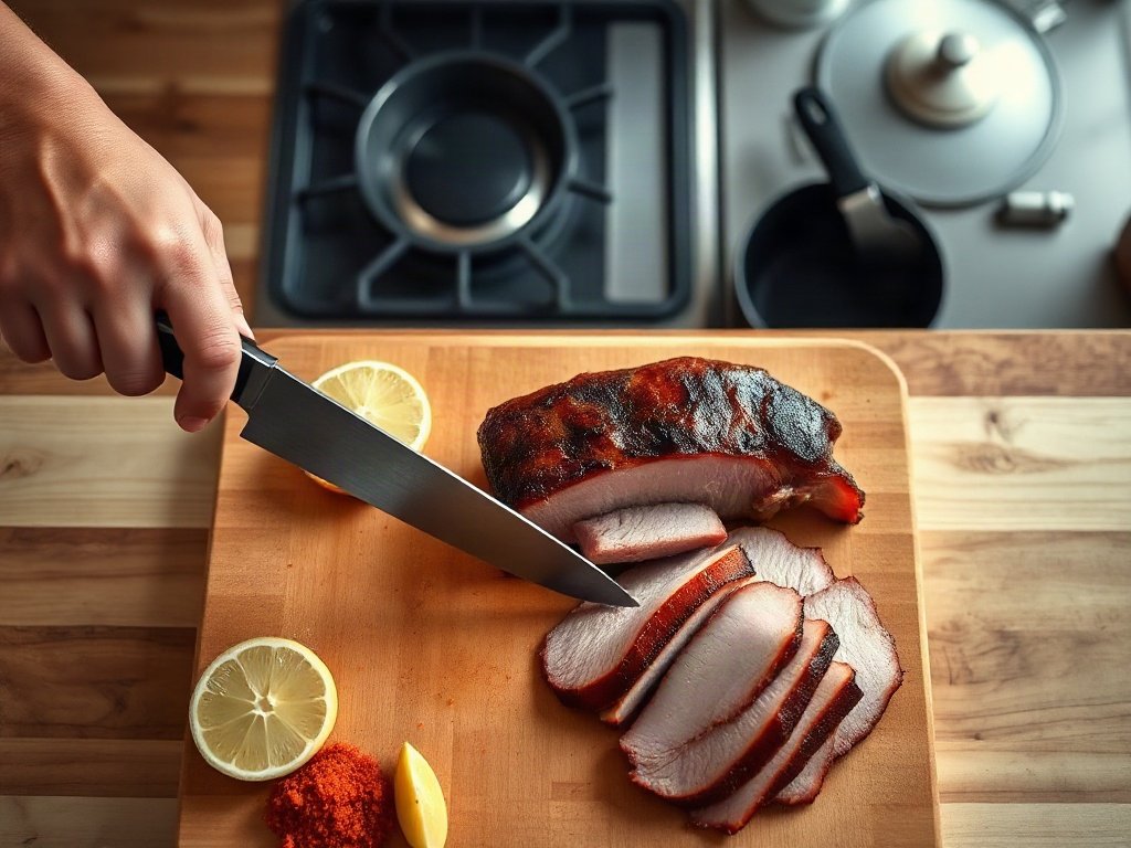 Bước 2: cắt thịt heo thành miếng vừa ăn - cách chọn thịt heo ngon