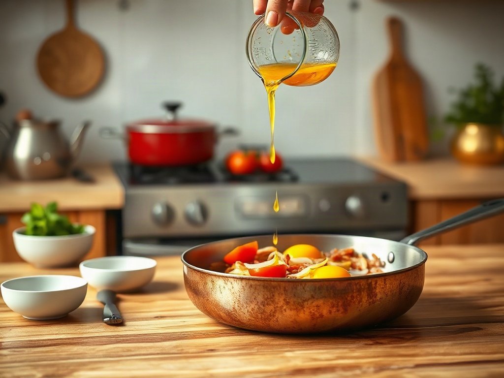 Bước 4: đổ trứng vào chảo xào - món ăn gia đình