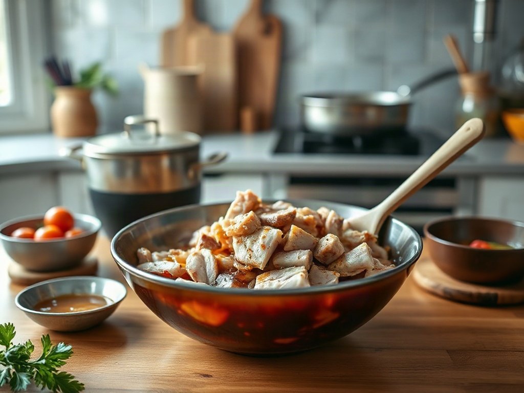 Bước 4: trộn thịt với gia vị và sốt mật ong - ướp thịt nướng đơn giản