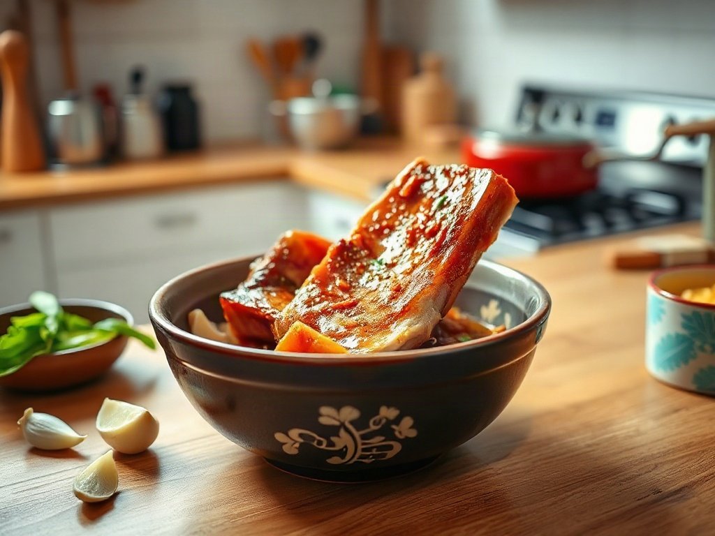 Bước 4: ướp thịt ba chỉ với tỏi và nước mắm
