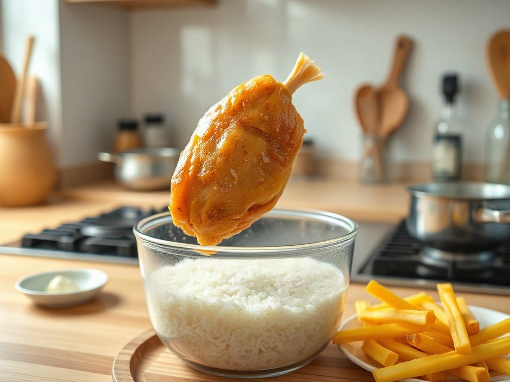 Bước 5: Chiên gà bó xôi với dầu ngập - bí quyết chế biến món ăn