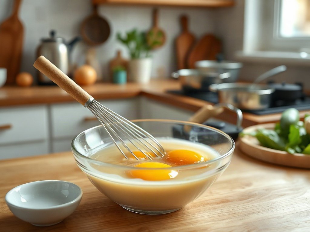 Bước 5: đánh trứng với nước mắm - trứng hấp thịt băm nấm hương