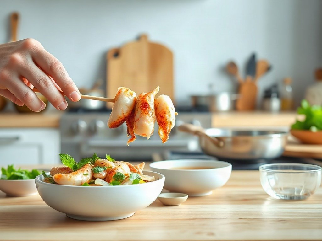 Bước 5: Kiểm tra độ chín bằng xiên - bí quyết chọn mực