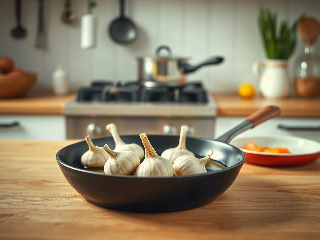 Bước 5: xào tỏi băm với dầu - mực nang xào chua ngọt