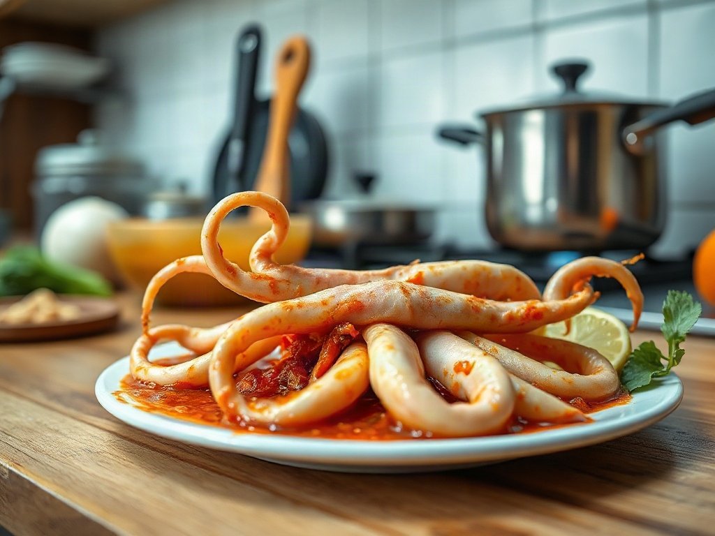 Bước 6: Mực chín với nước sốt đậm đà - công thức nấu lẩu mực ống