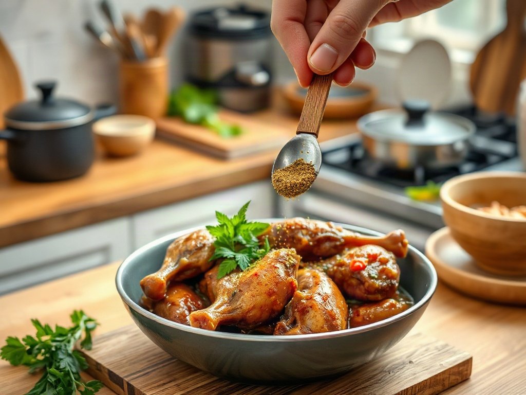 Bước 8: thêm rau thơm vào món ăn - vịt kho gừng nghệ