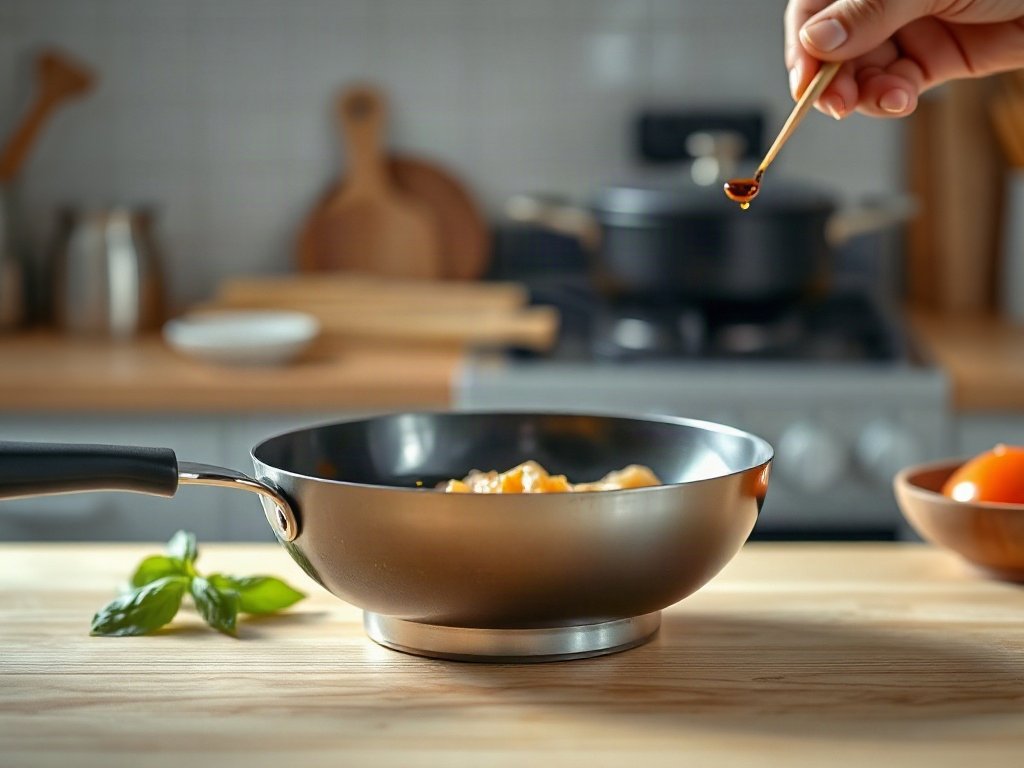 Bước 9: thêm xì dầu hoàn thiện - mực nang xào chua ngọt