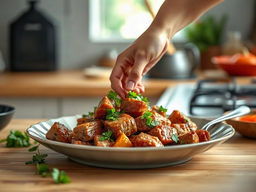Bước 9: Trang trí món với rau thơm - món ăn gia đình