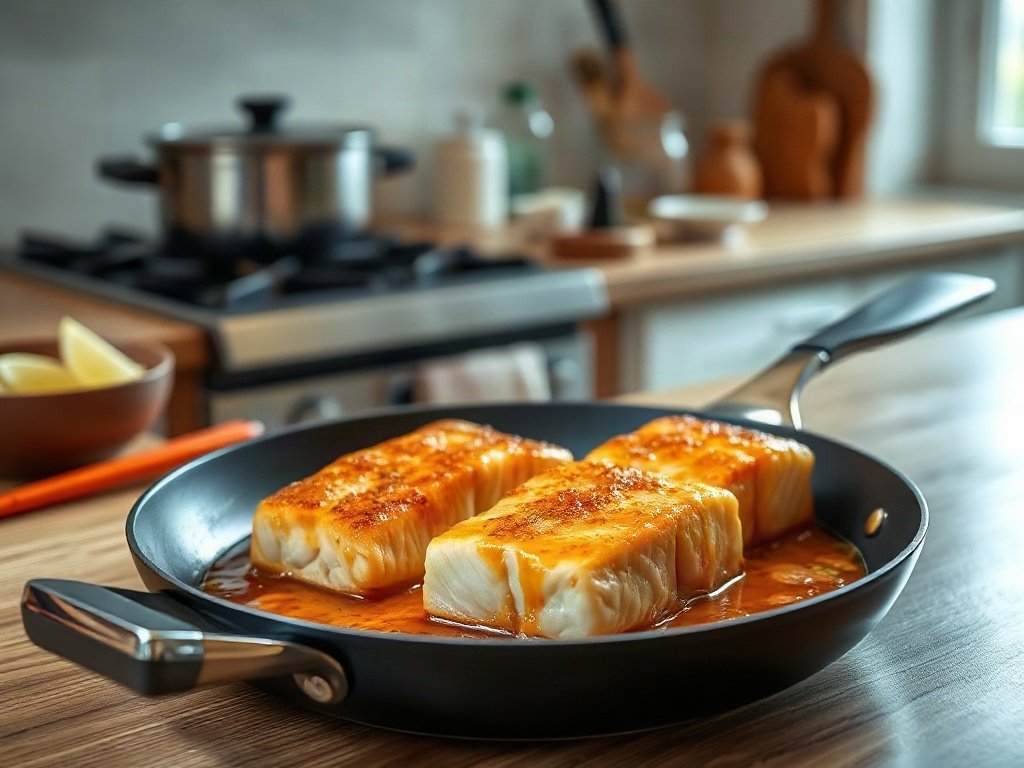 Cá hồi đang được tẩm sốt ngon lành