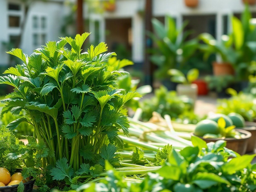 Cần tây tươi trong vườn nhà