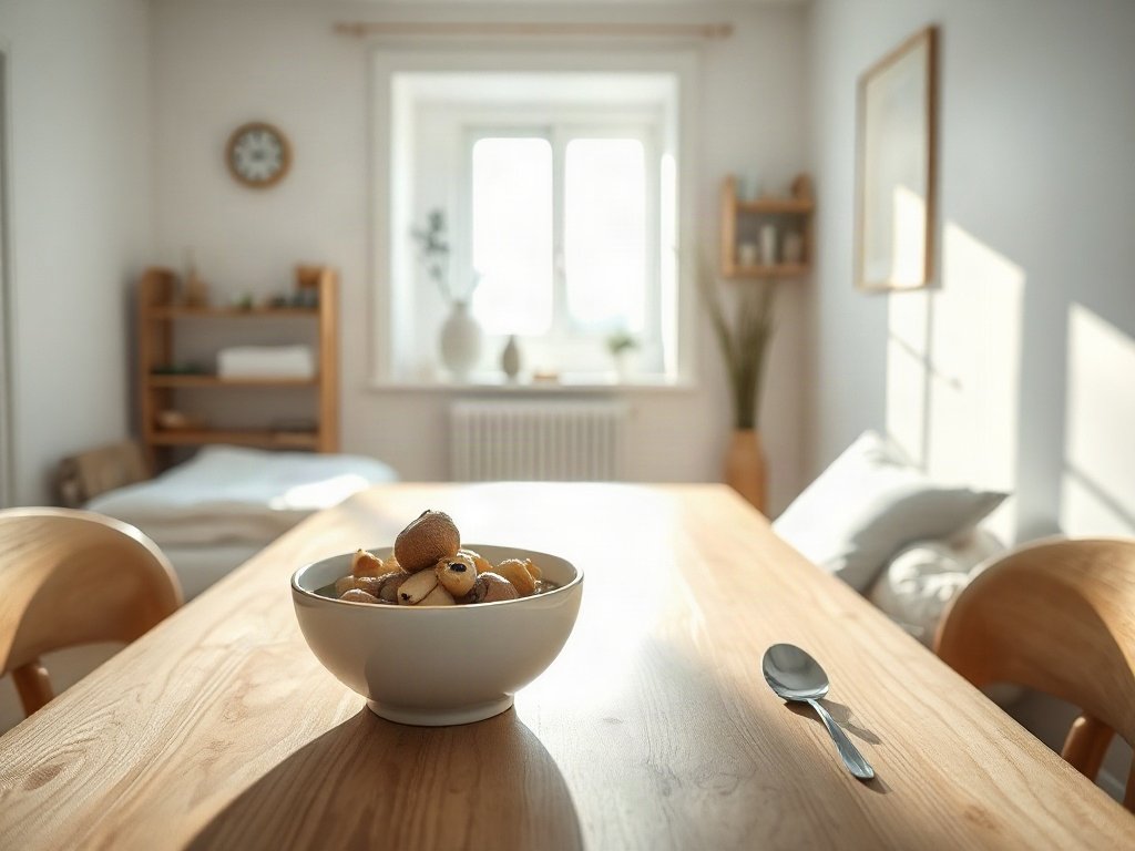 Canh chay với nấm trên bàn ăn