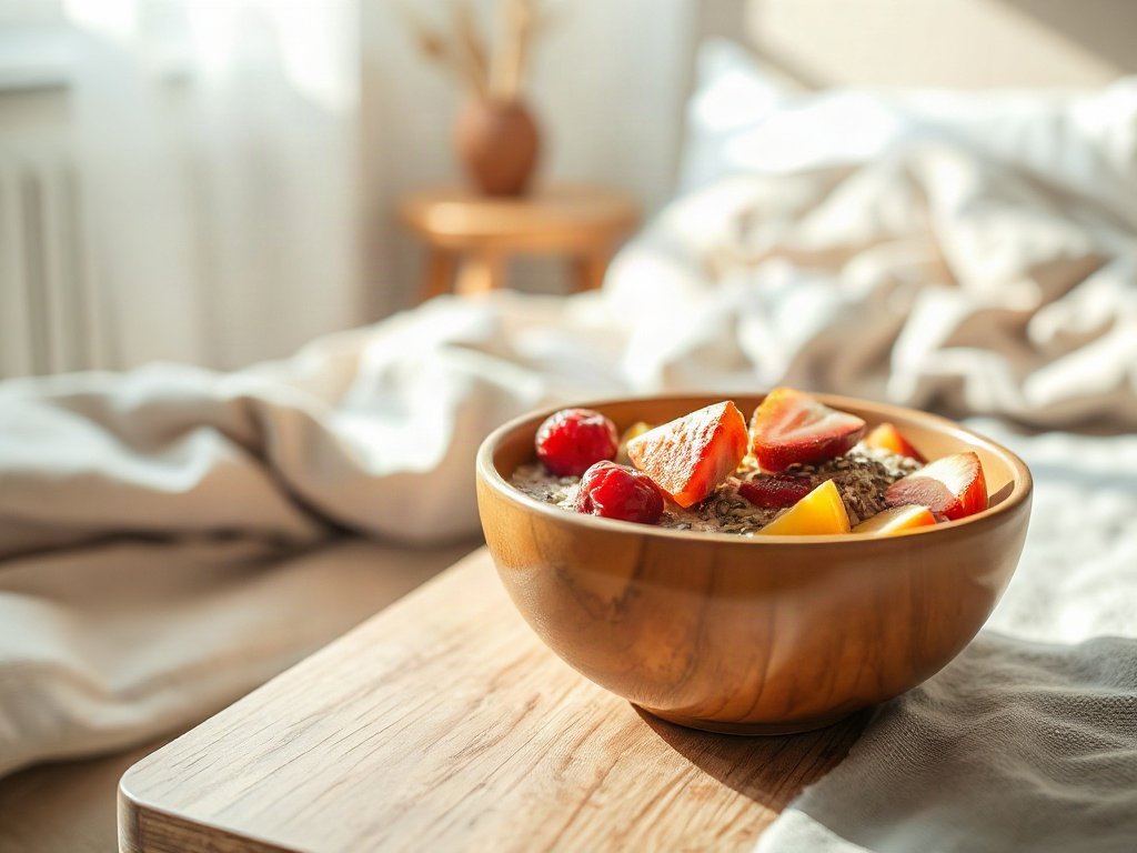 Cháo yến mạch dinh dưỡng với trái cây tươi