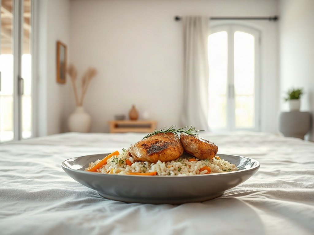 Da gà giòn rụm ăn kèm cơm và rau quả