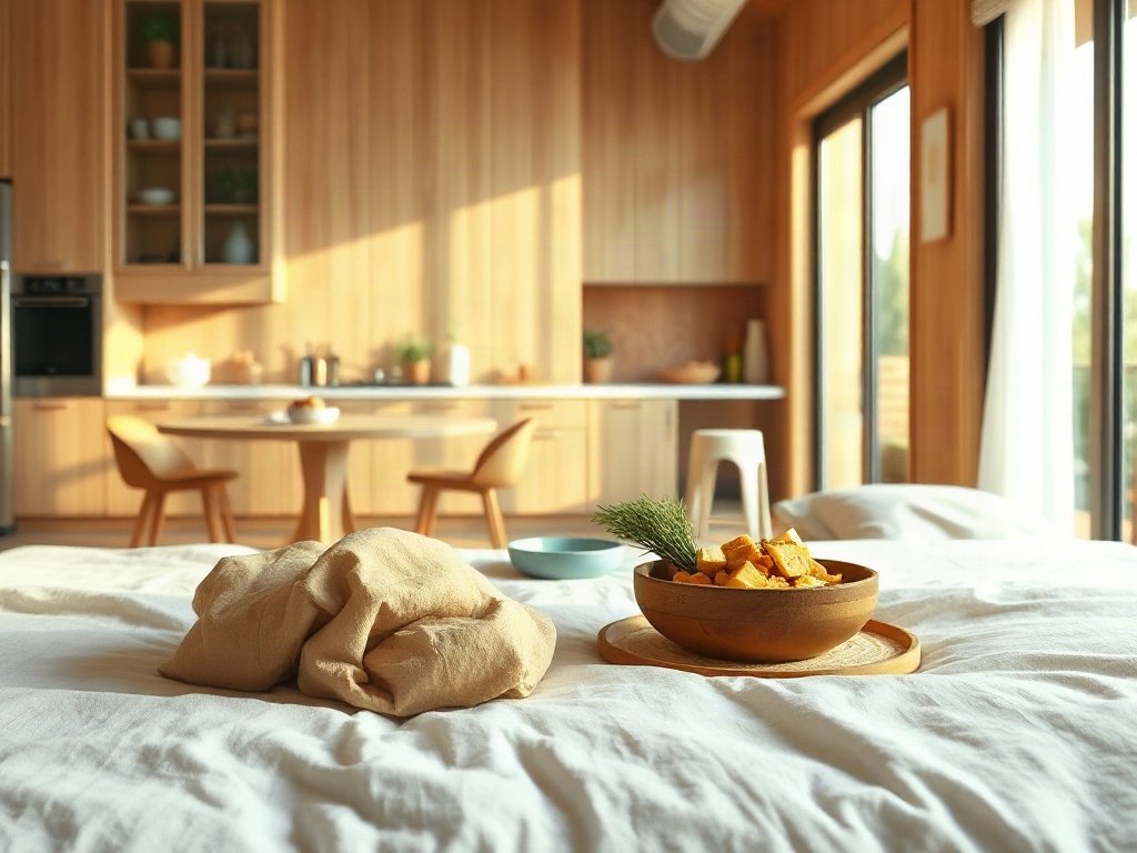 Đậu phụ và măng kho trong bếp hiện đại