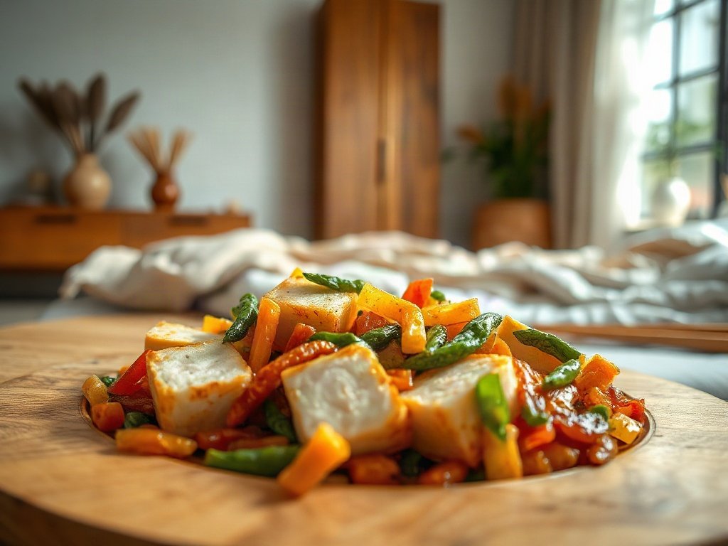 Đậu phụ xào rau củ tươi ngon