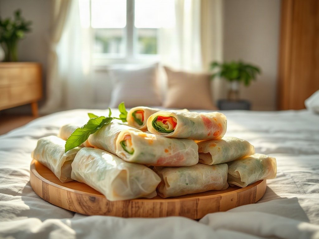 Đĩa nem chay trình bày đẹp mắt