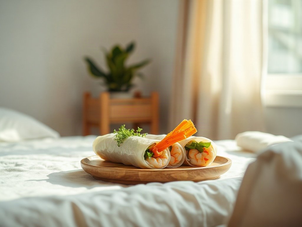 Gỏi cuốn hoàn chỉnh với tôm và rau