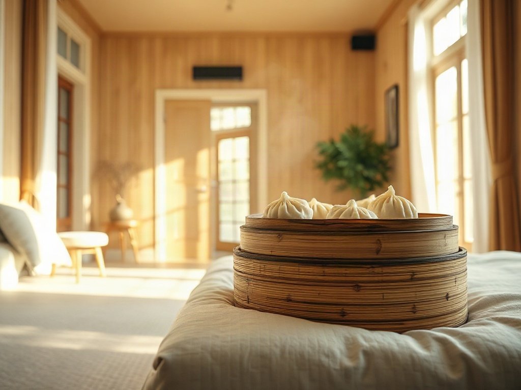 Há cảo chay trên xửng tre