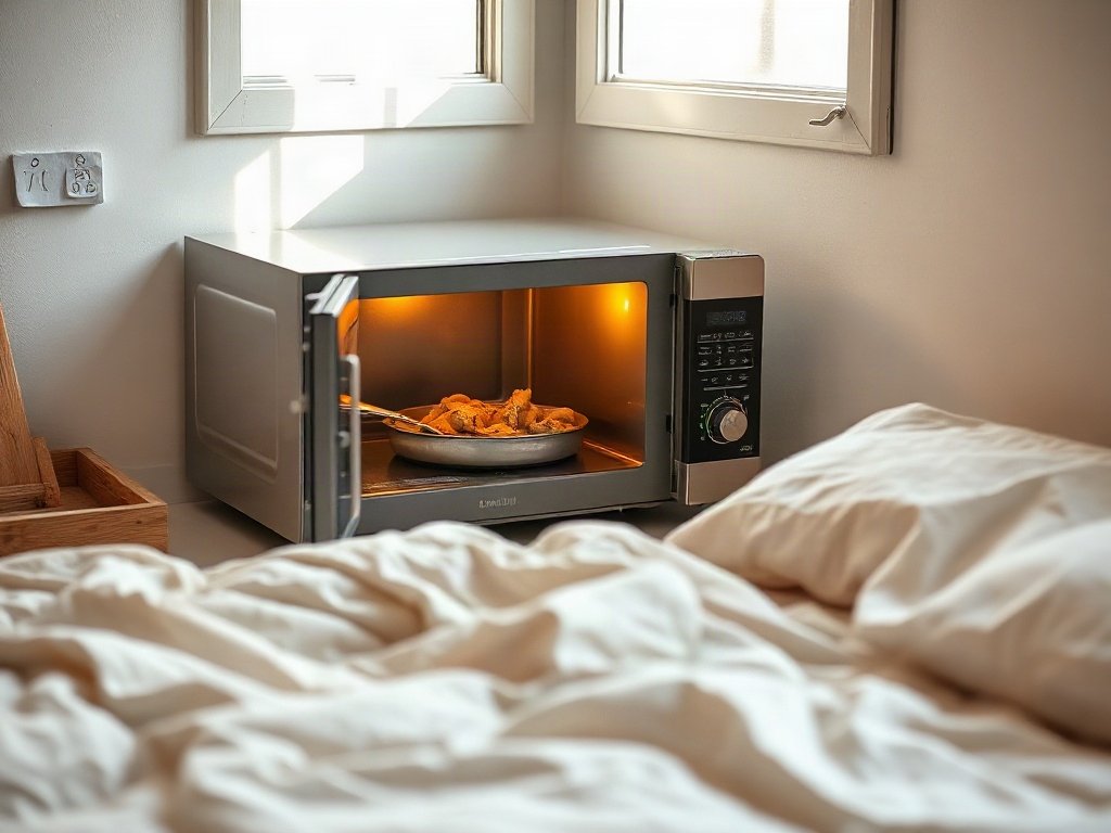 Hâm nóng món gà ức hấp nấm trong lò vi sóng