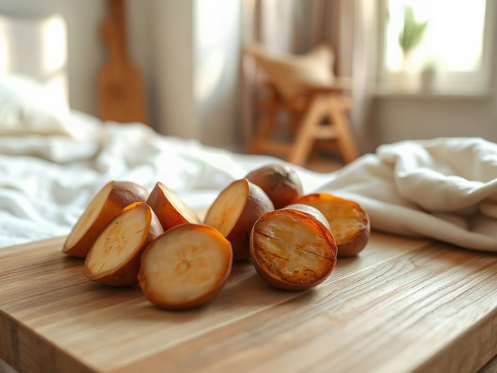 Khoai mỡ tươi trên thớt gỗ