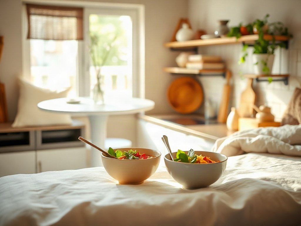 Khung cảnh bếp thoáng đãng với canh Việt Nam