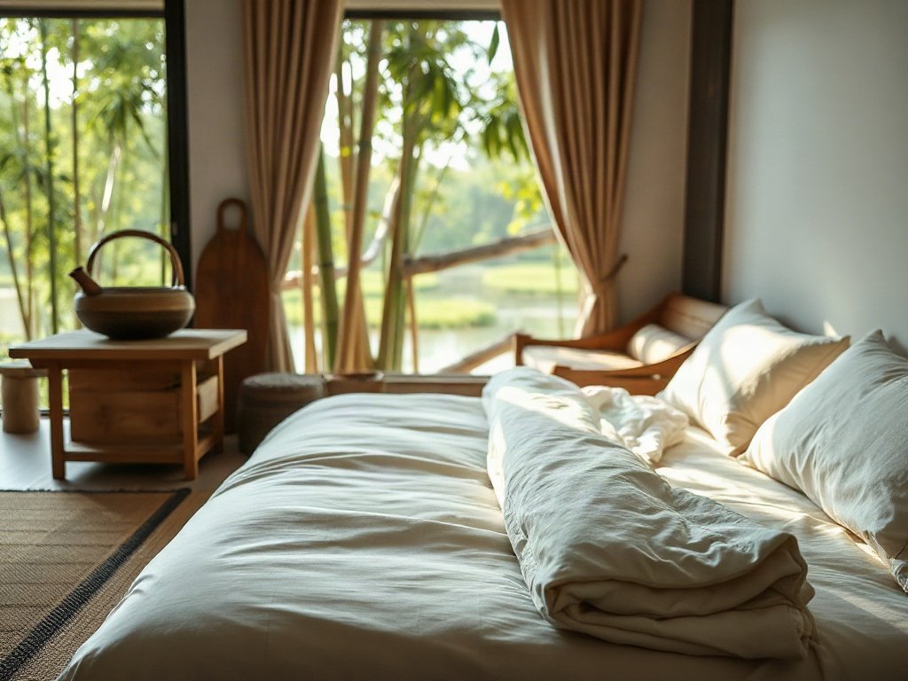 Khung cảnh làng quê Việt với rừng tre và bếp nấu