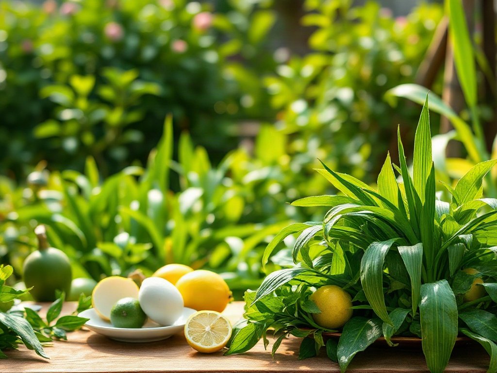 Lá chúc và sả trong vườn nhà