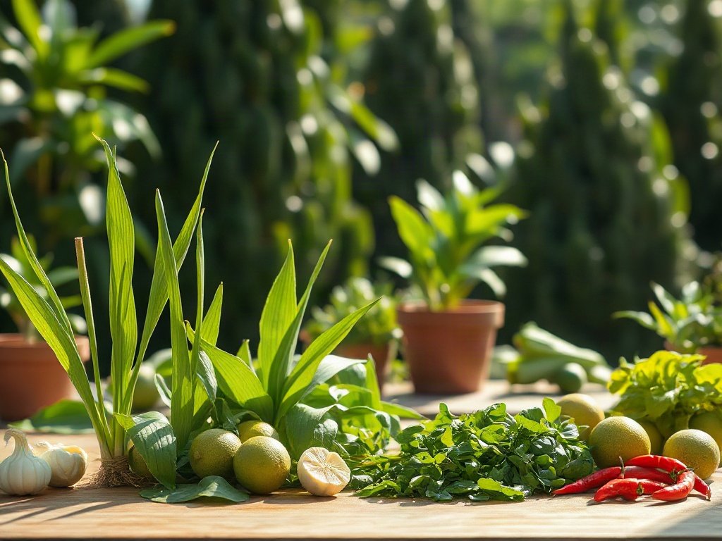 Lá dứa tươi trong vườn nhà
