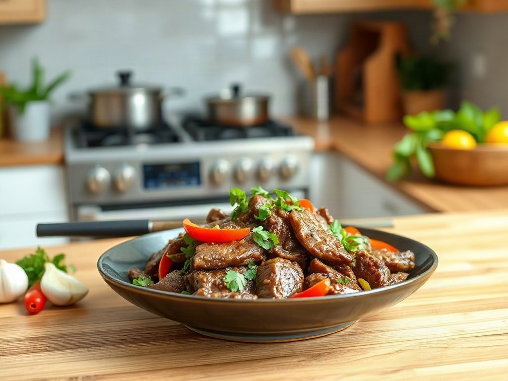 Món bò xào thiên lý tỏi phi thơm ngon