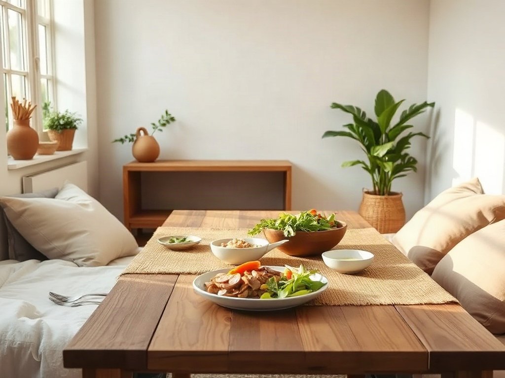 Món chay kiểu Âu trên bàn gỗ