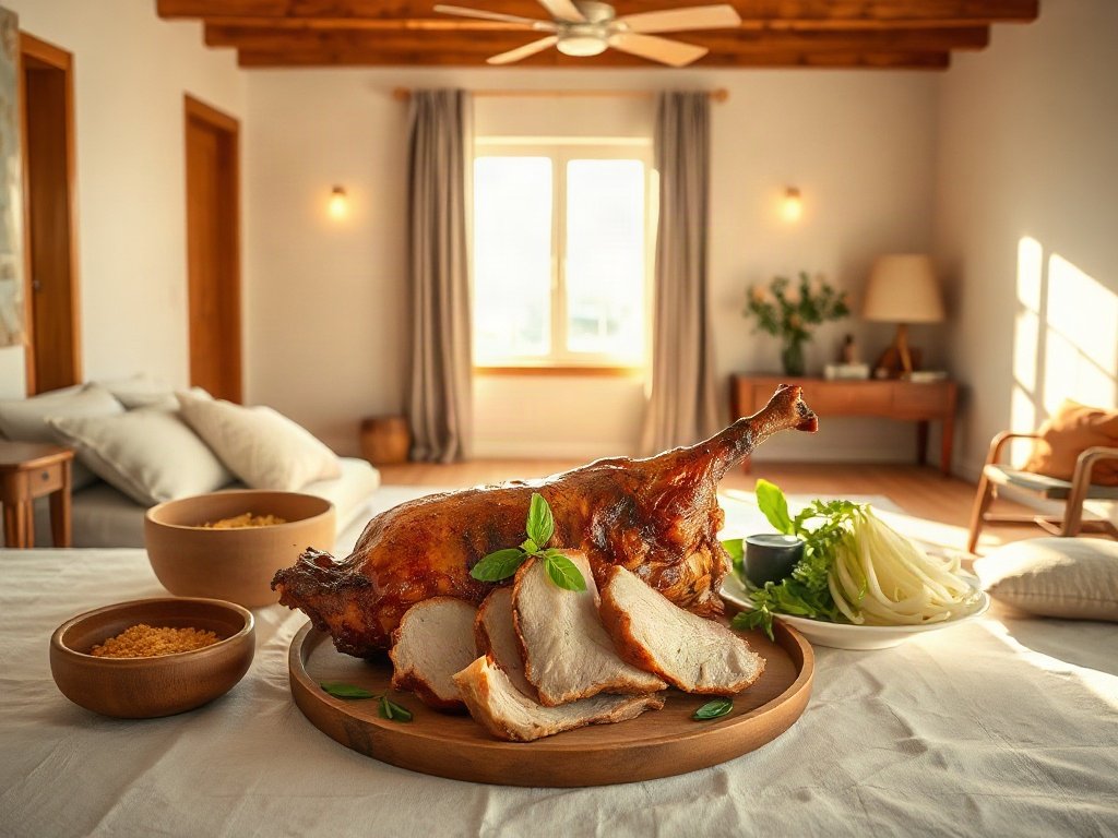 Món heo quay trong bữa tiệc hội truyền thống