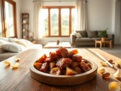 Món thịt kho tàu truyền thống Việt Nam trên bàn gỗ