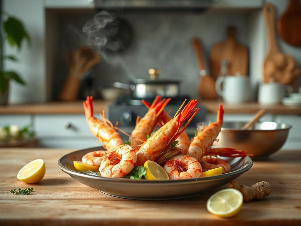 Món tôm sú hấp bia sả gừng ngon tuyệt trong bếp