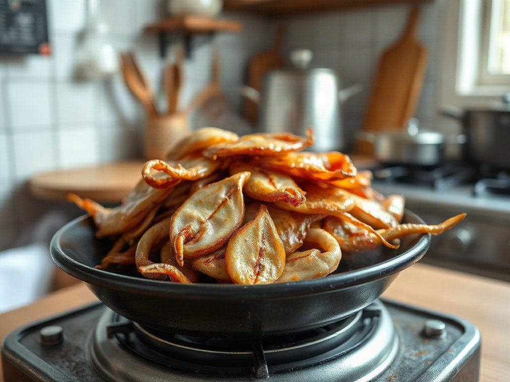 Mực khô nướng than hoa trên bếp