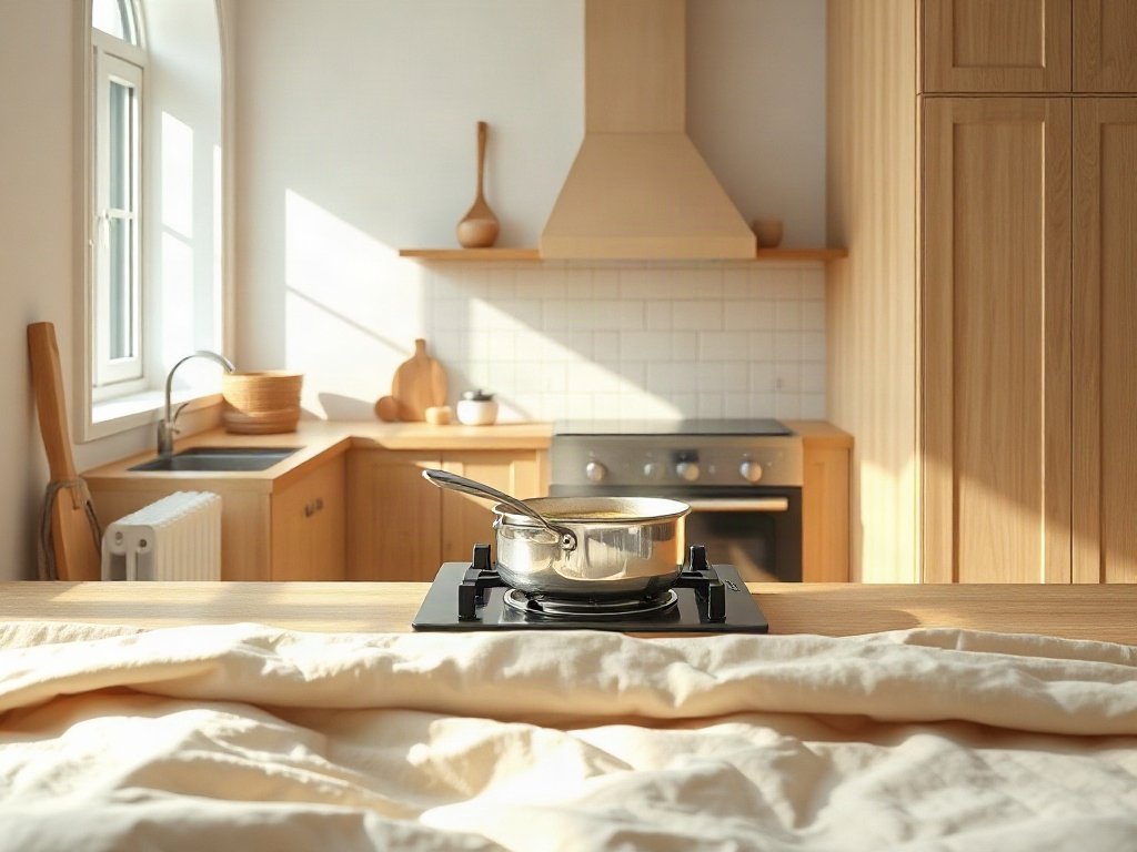 Người phụ nữ khuấy nồi súp trong bếp